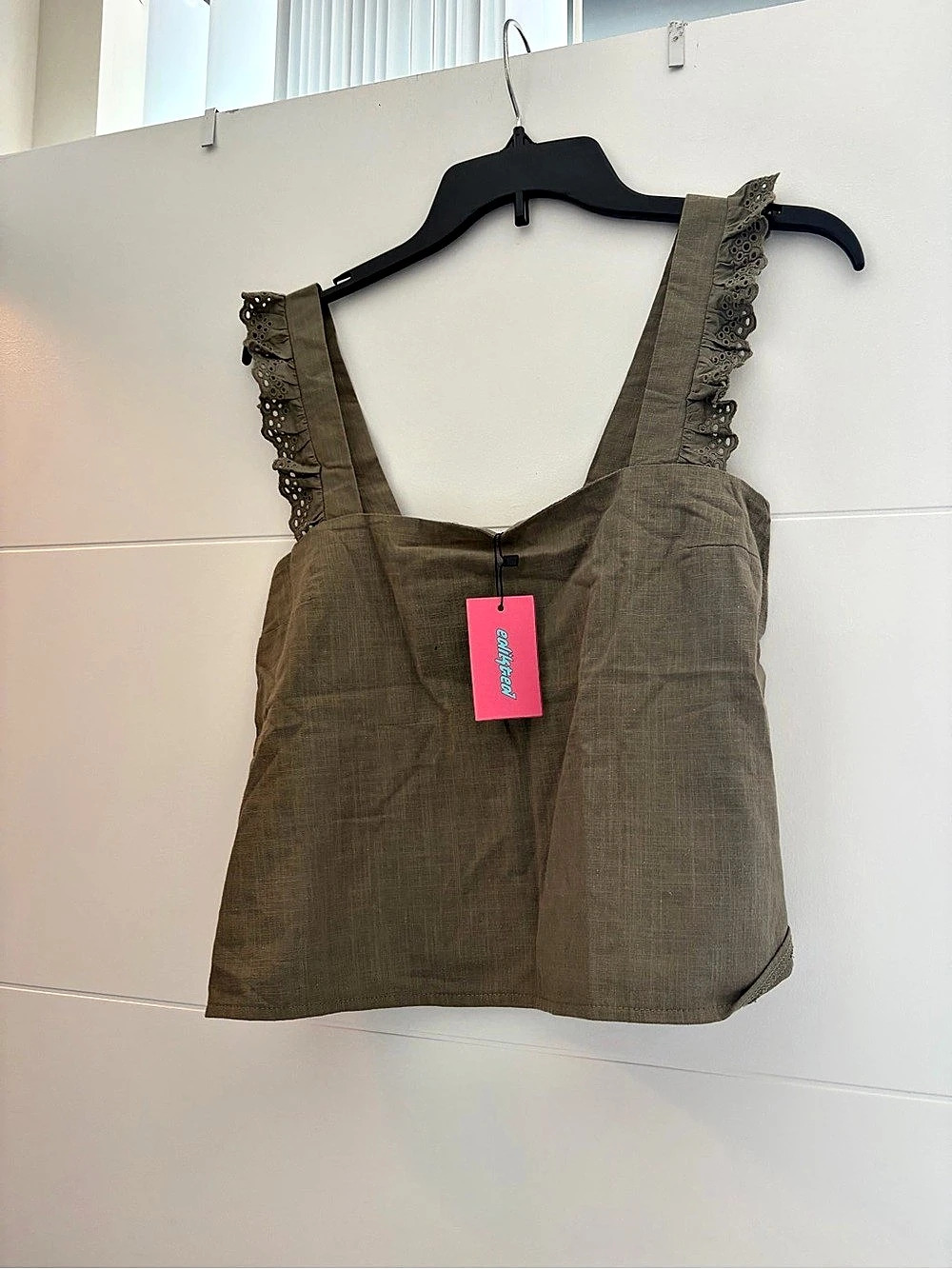 Edikted Cotton Lace Strap Camisole in Brown Small NWT